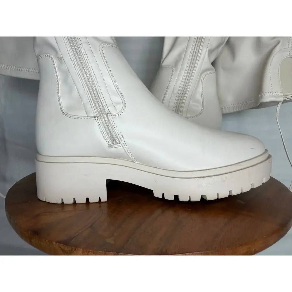Top Guy Ravi-1 Ivory OTK Platform Lug Boots Women’s Size 8 Medium Calf